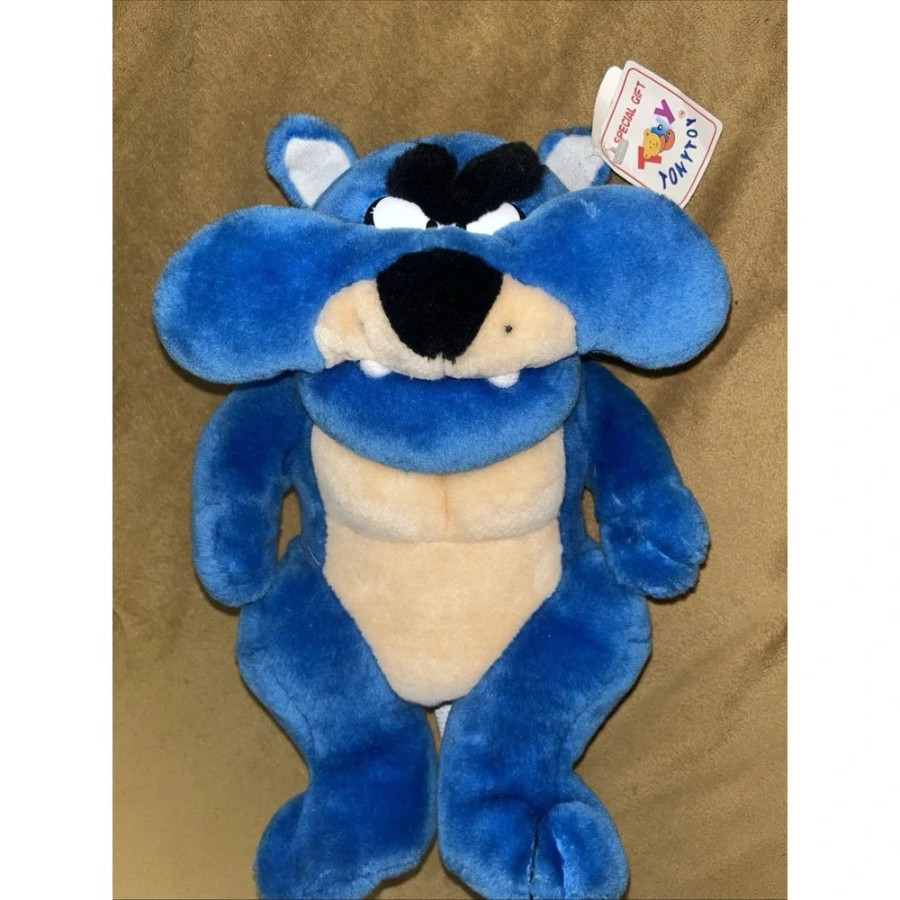 Vintage 80s‎ Blue Bulldog Plush Toy Tonytoy with tags 1980 Carnival Toy New VTG